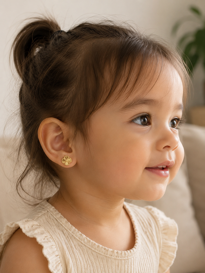 Gold Clover Baby Stud Earrings