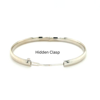 14k White Gold Plain Polished Bangel Bracelet, 5mm Or 6mm Wide
