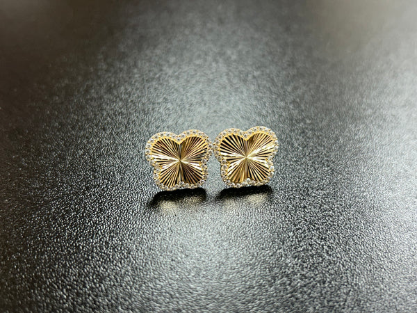 Solid 14k Gold Clover Earrings