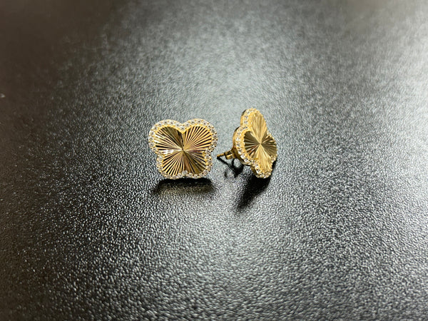 Solid 14k Gold Clover Earrings