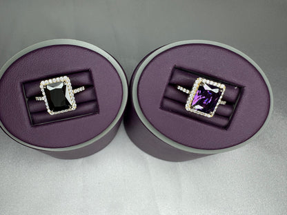 14K Gold Gemstone Rectangle Rings