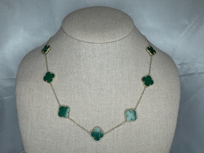 14k Gold Green Clover Necklace