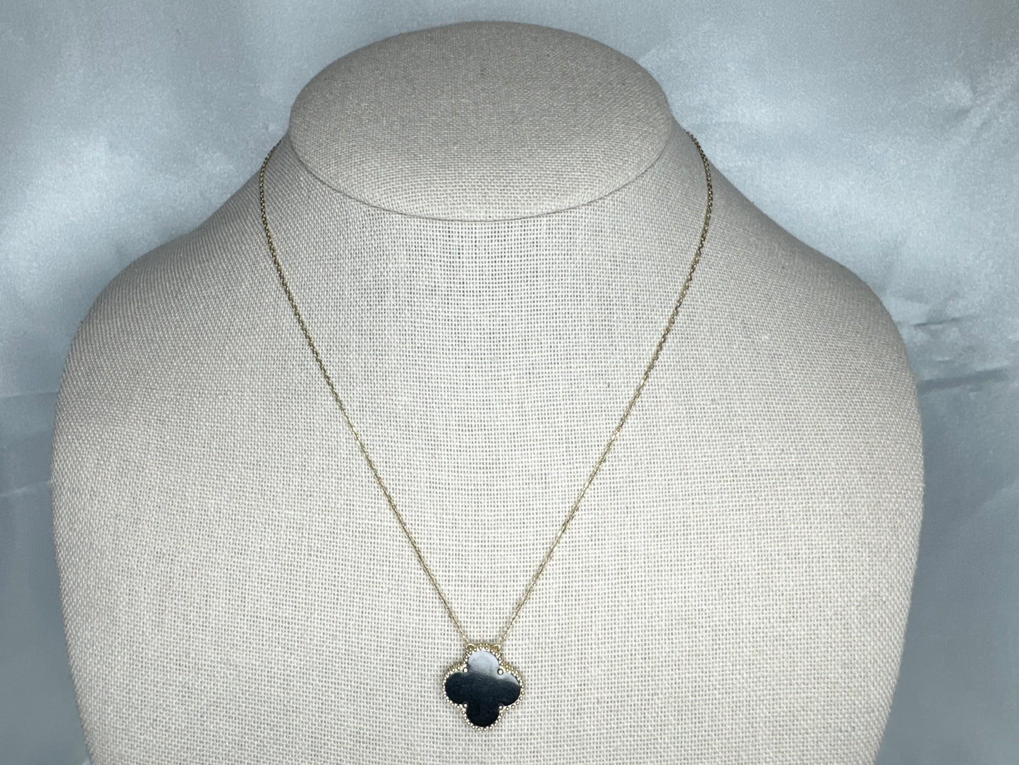 14k Gold Black Clover Necklace