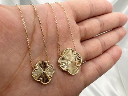 14K Yellow Gold Clover Necklace