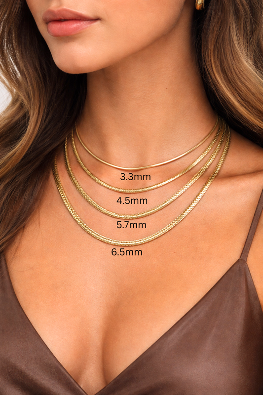 Solid 14k Gold Oval Snake Chain