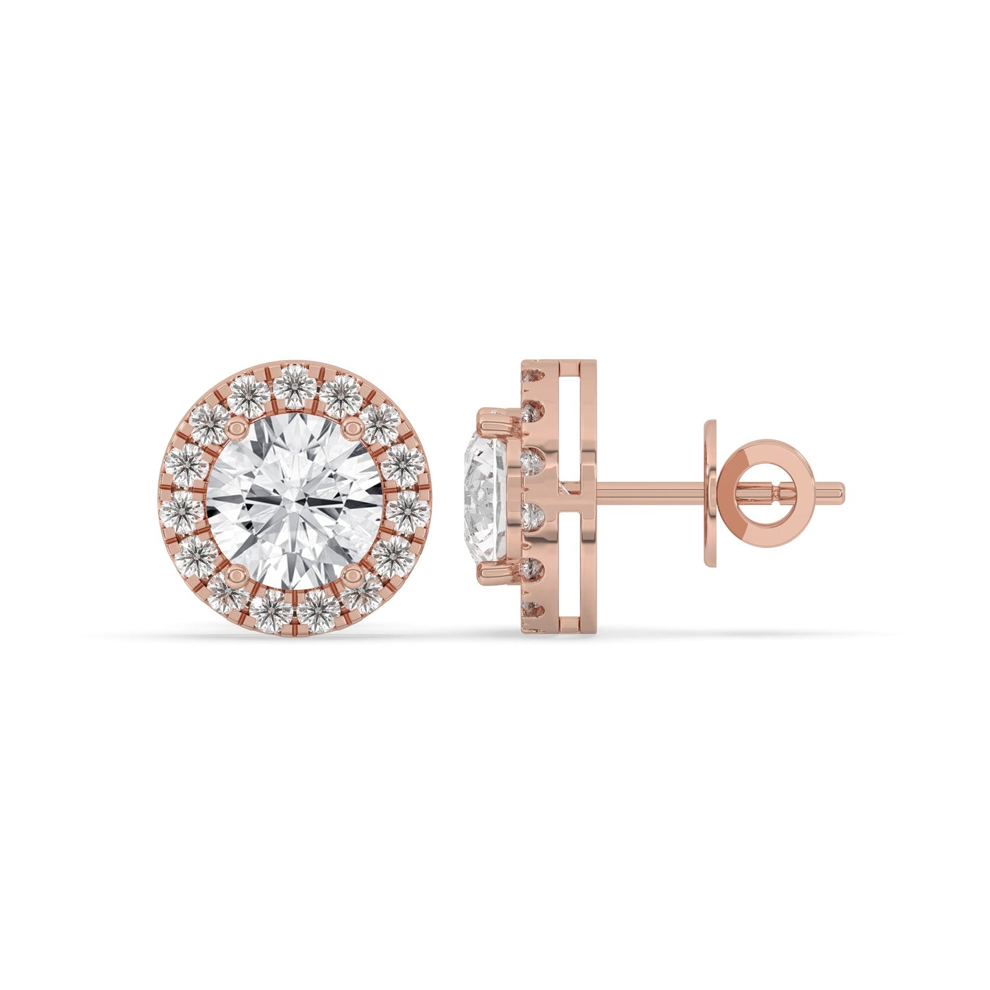 Round Halo Stud Earrings