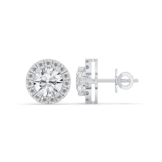 Round Halo Stud Earrings