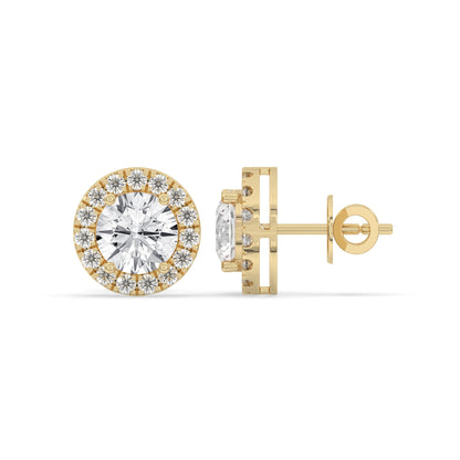 Round Halo Stud Earrings