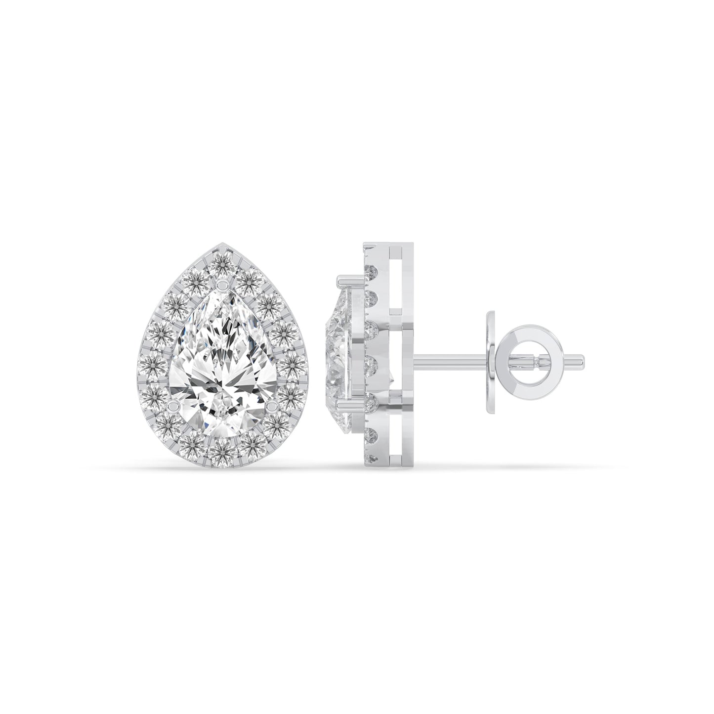 Pear Halo Stud Earrings
