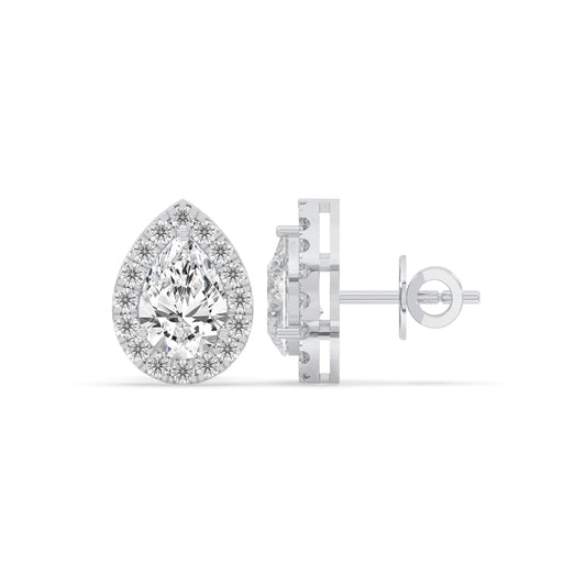 Pear Halo Stud Earrings