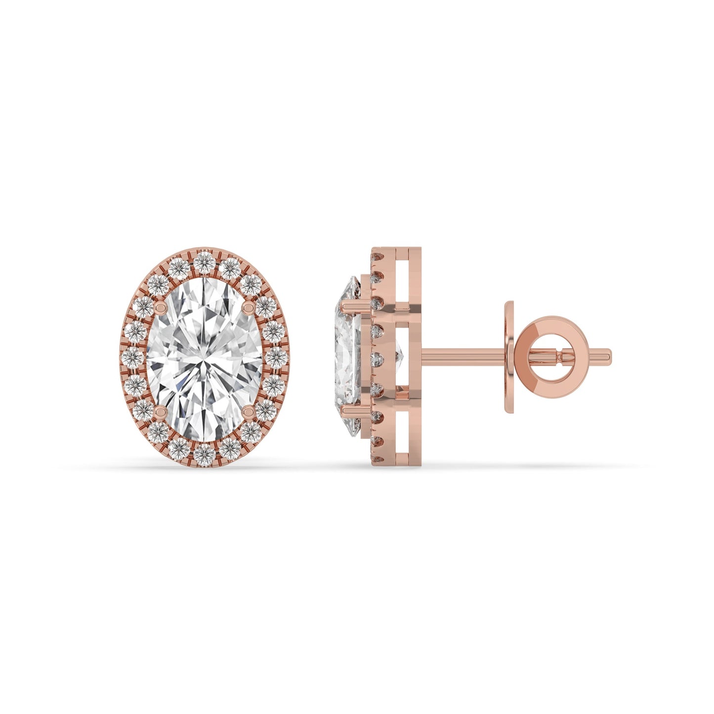 Oval Halo Stud Earrings