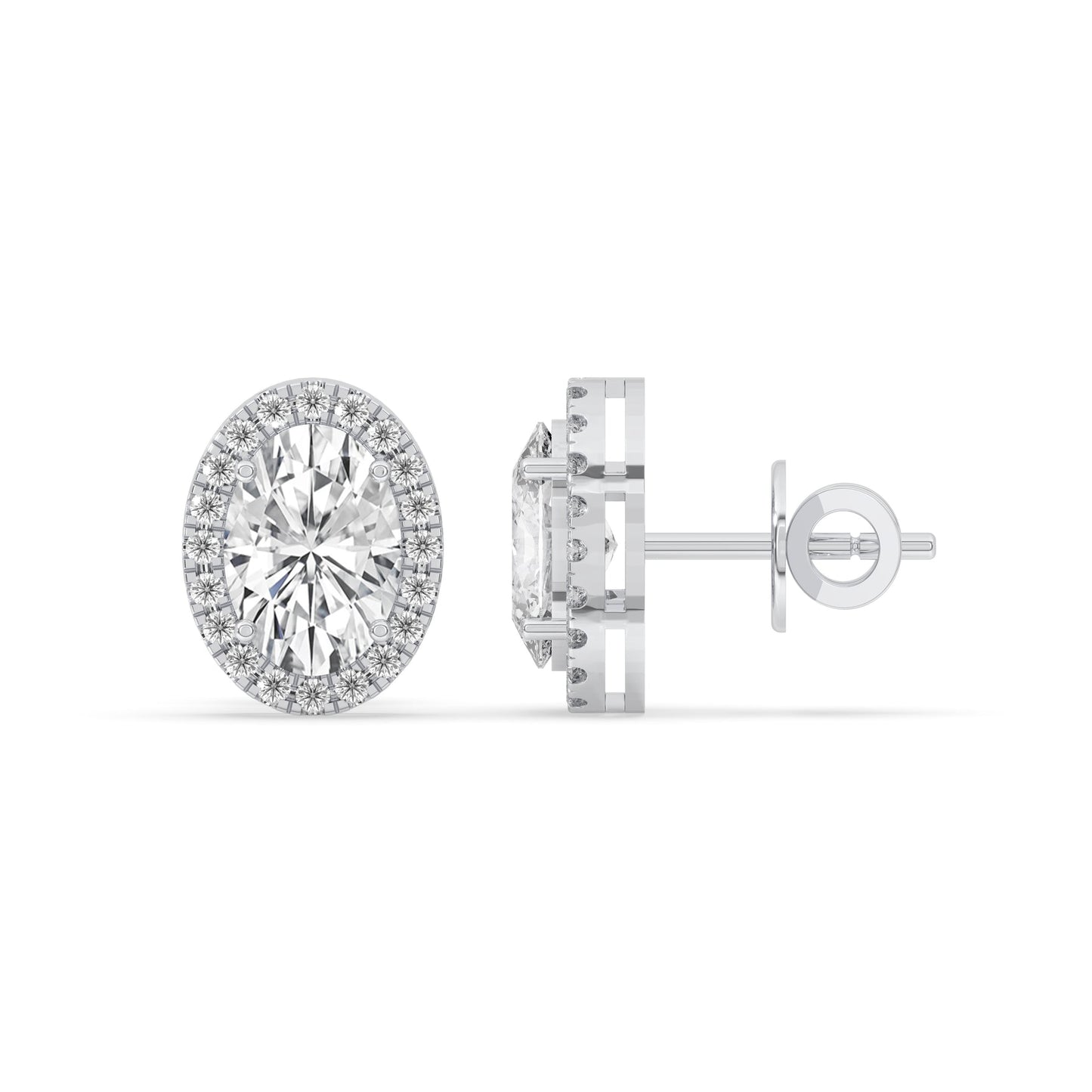 Oval Halo Stud Earrings