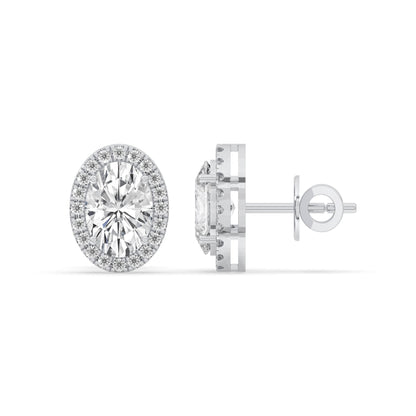 Oval Halo Stud Earrings