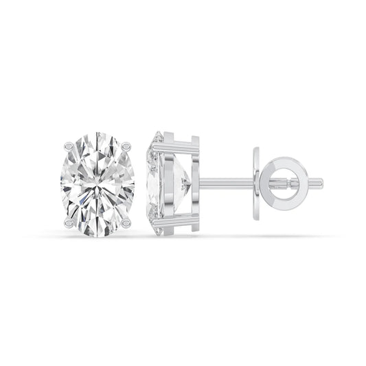Oval Solitaire Stud Earrings