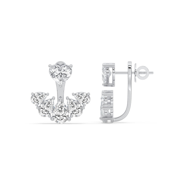 4 Carat Heart and Pear Lab-Grown Diamond Ear Jackets by Certified Jewelry NYC