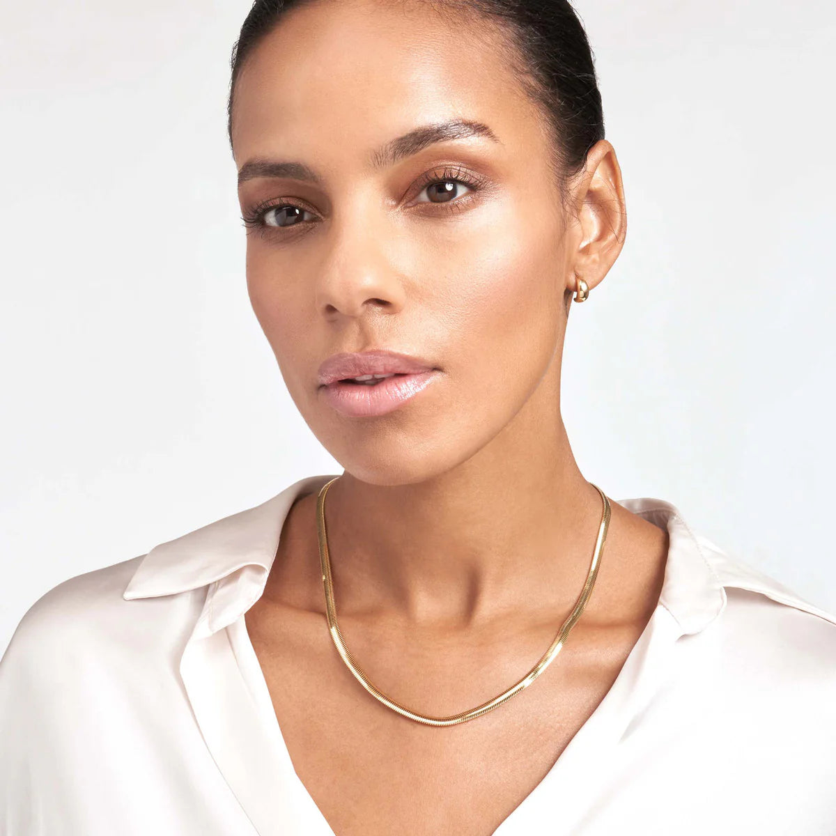 Solid 14k Gold Oval Snake Chain