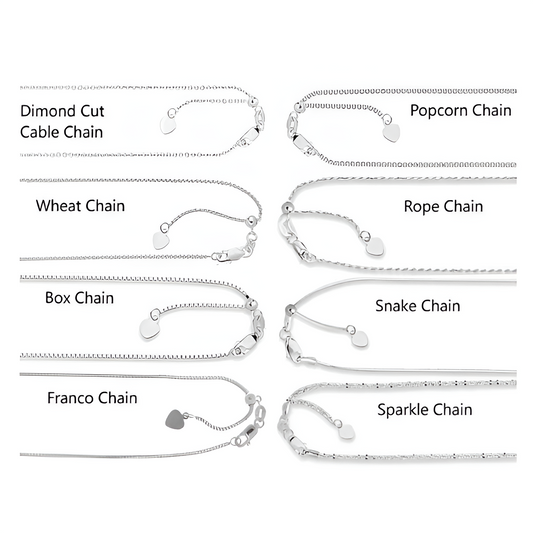 14K Solid White Gold Adjustable Chain Necklace, 0.70mm to 1.5mm Wide.