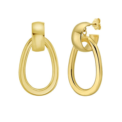 14k Gold Interlocking Drop Hoops