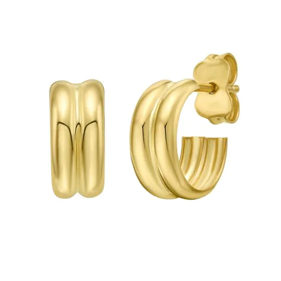14k Gold Double Row C-Hoops