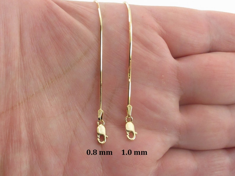 Solid 14K Yellow Gold Round Snake Chain Necklace, 0.7mm or 1mm Wide