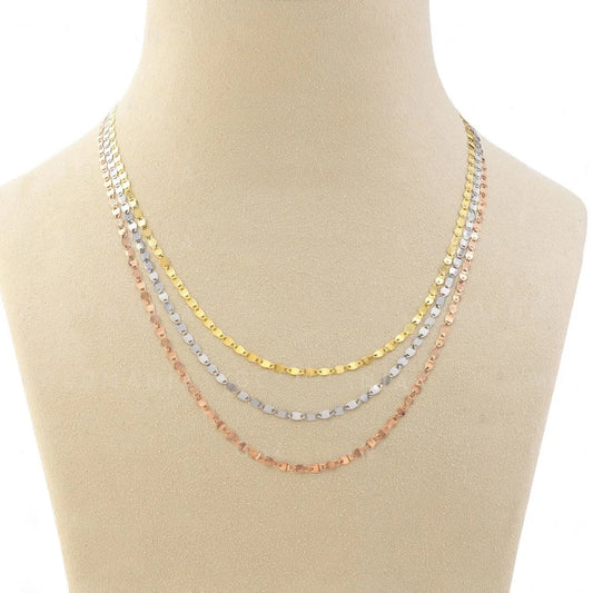 14K Solid Gold Oval Mirror Link Chain Necklace, 2.5 mm Wide