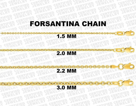 14K Yellow Gold Forsantina Cable Link Chain Necklace, 16" To 24" Inch, 1.5mm To 3mm Thick Gold Chain, Lite Gold Chain, Gold Link Chain, SALE