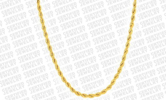 10K Gold 3MM Diamond Cut Rope Chain Necklace