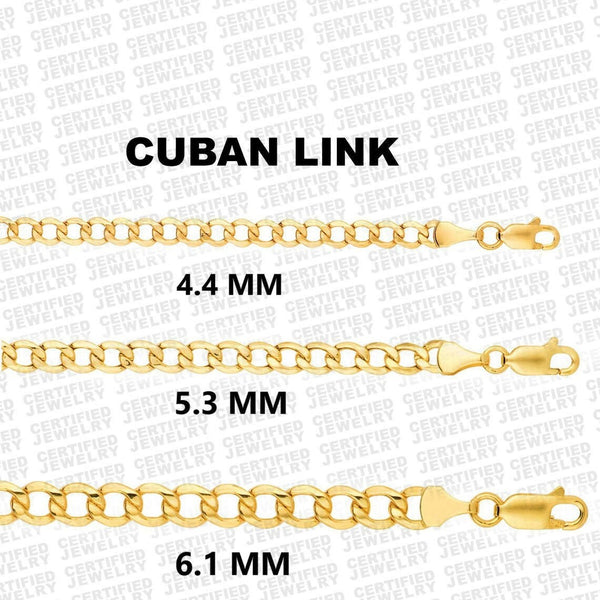 10K Gold Curb Cuban Chain Necklace, 4.4mm - 6.1mm