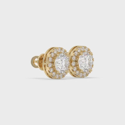 Round Halo Stud Earrings
