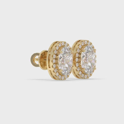 Oval Halo Stud Earrings