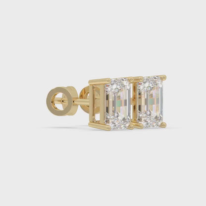 Emerald Solitaire Stud Earrings