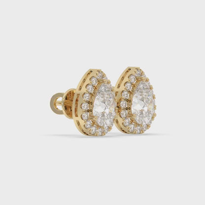 Pear Halo Stud Earrings