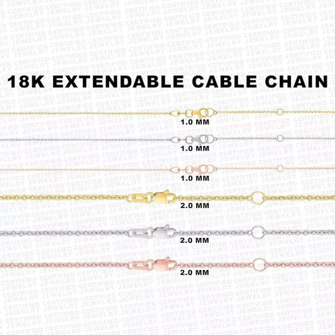 18K Solid Gold Cable Link Chain Necklace