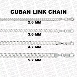 14K Solid White Gold Curb Link Chain Necklace, 2.7 mm to 5.7 mm Wide.