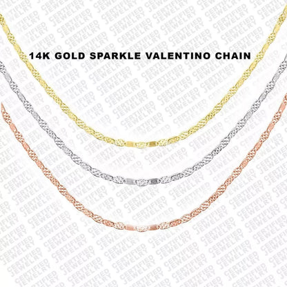 14K Gold Sparkle Mirror Chain Necklace