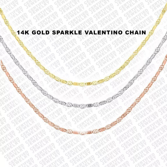 14K Gold Sparkle Mirror Chain Necklace