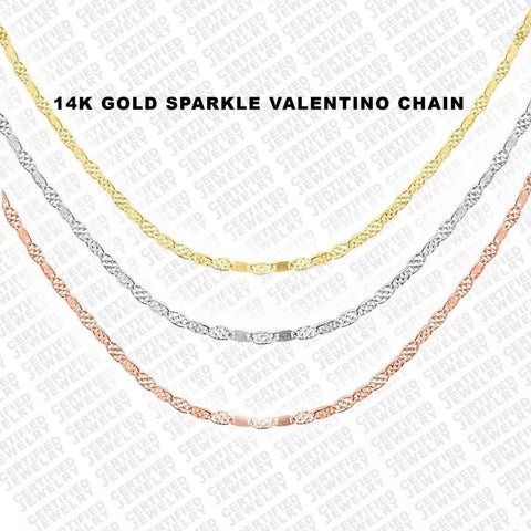 14K Gold Sparkle Mirror Chain Necklace