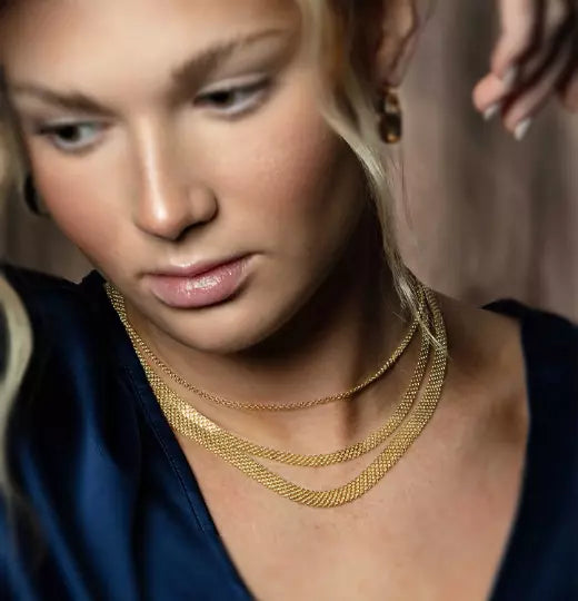 Solid 14k Gold Bismark Chain Necklace, 2.5mm To 7.0mm Wide
