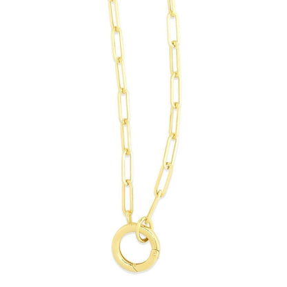14kt Yellow Gold Charm Clasp PAPERCLIP Link Chain Necklace