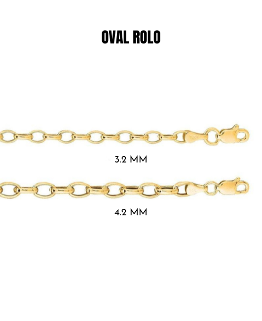 14K Yellow Gold Oval Rolo Chain Necklace
