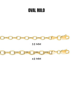 14K Yellow Gold Oval Rolo Chain Necklace