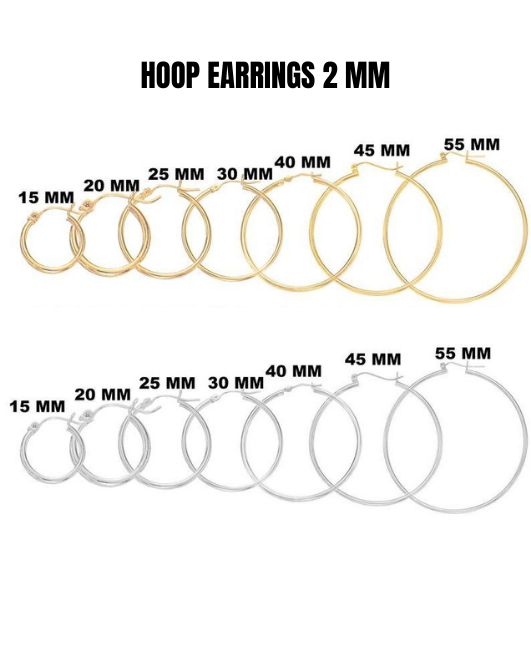 14K Yellow or White Gold Hoop Earrings