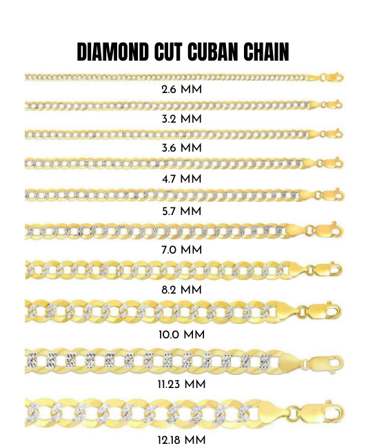 14K Solid Gold Diamond Cut Curb Link Chain Necklace