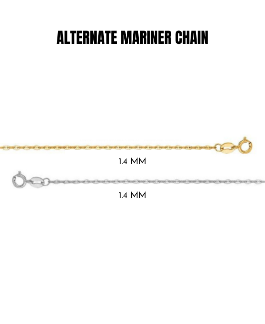 14K Solid Gold Alternate Mariner Chain Necklace