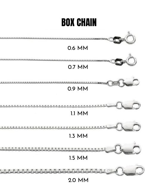 925 Silver Italian Solid Classic Box Chain Necklace