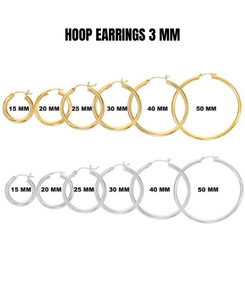 14K Yellow or White Gold Hoop Earrings