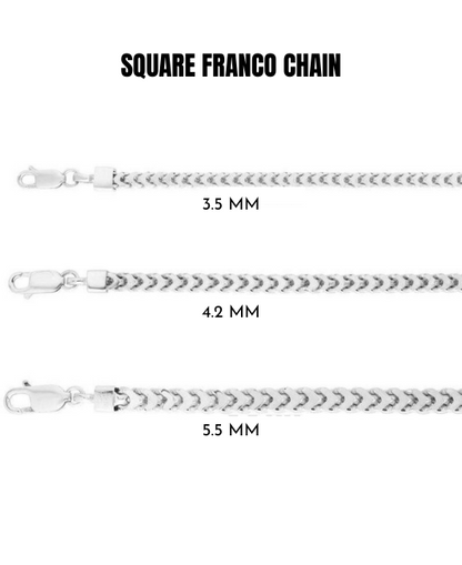 925 Silver Square Franco Link Chain Necklace