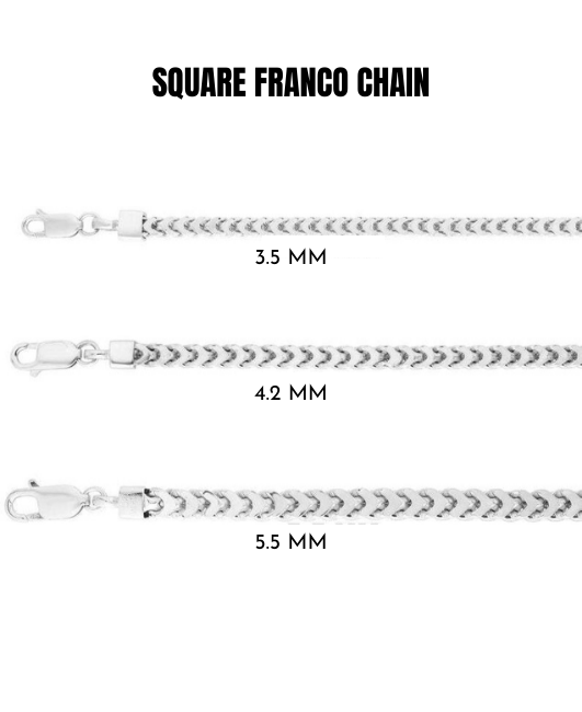 925 Silver Square Franco Link Chain Necklace