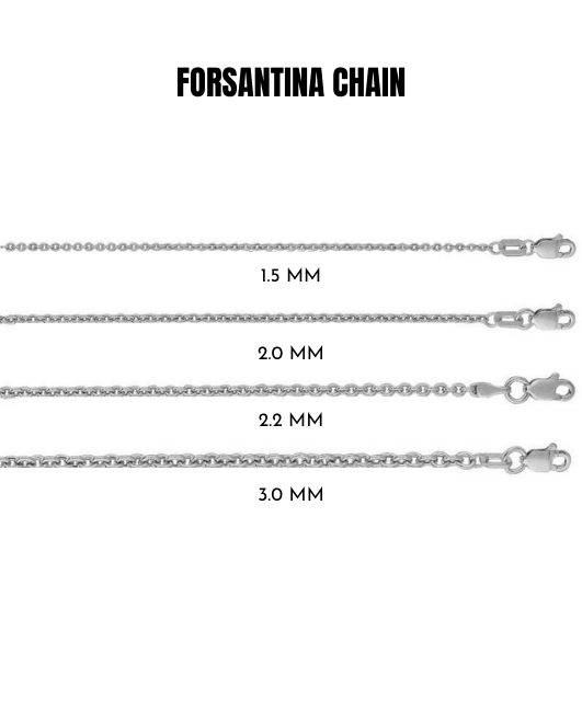 14K White Gold Forsantina Cable Link Chain Necklace