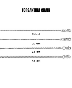 14K White Gold Forsantina Cable Link Chain Necklace